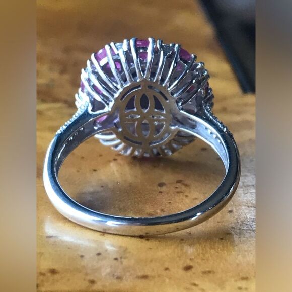 Natural Star Ruby Sterling Silver Cocktail Ring Size 10 - Picture 4 of 8